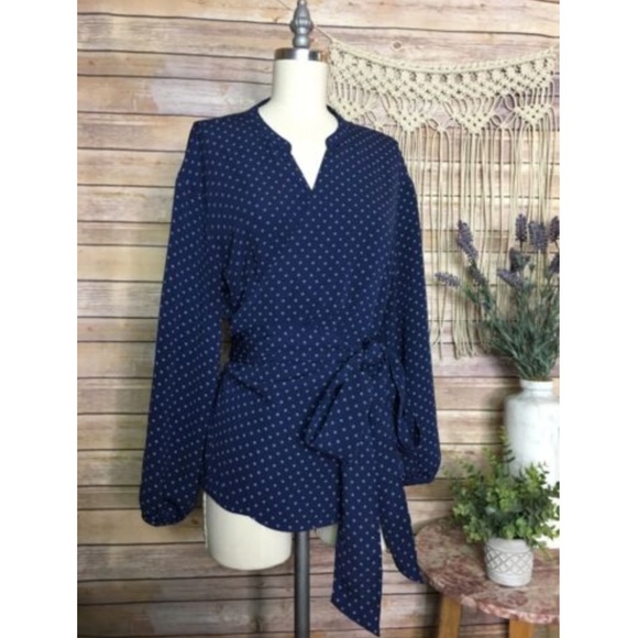 J. Crew Tops - J. Crew Petite Wrap Top in Foulard Polka Dot